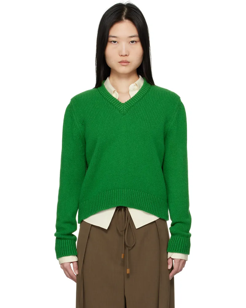 &Daughter Green Glenn V-neck Sweater Pagoda