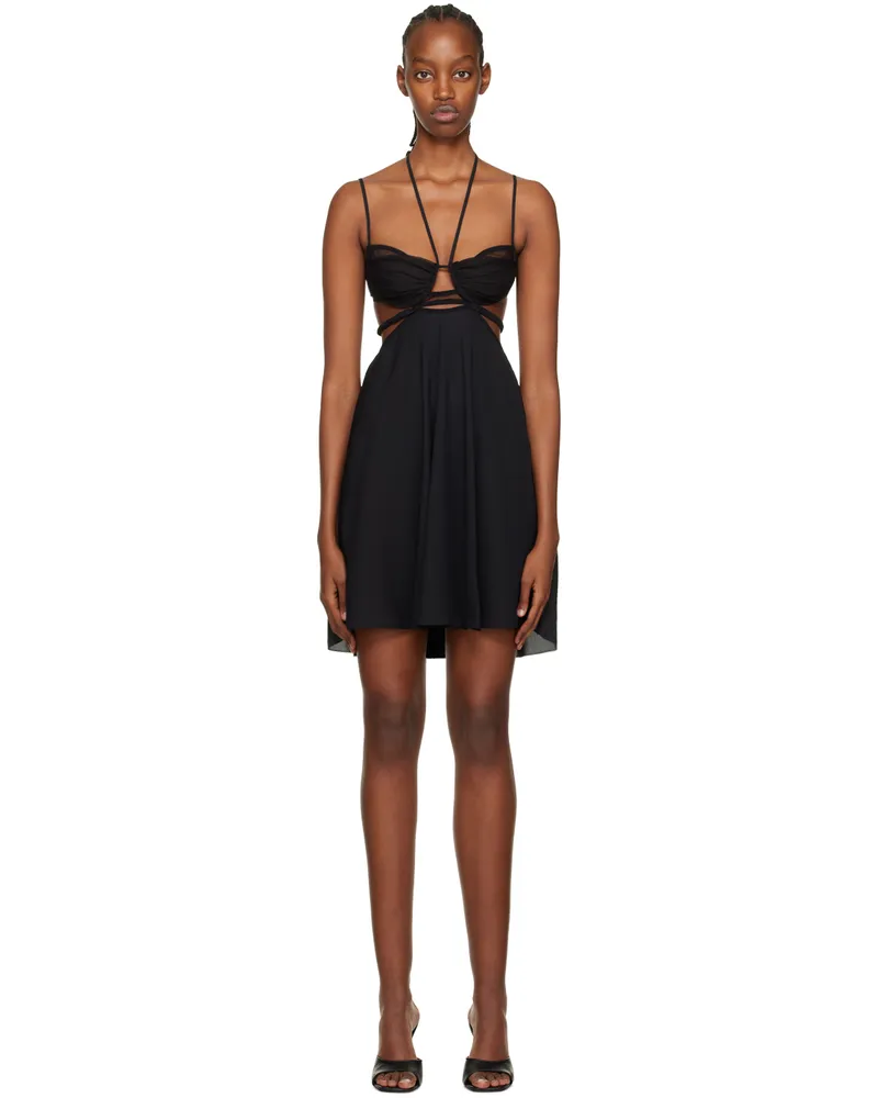 Nensi Dojaka Black Draped Double Bra Minidress Black