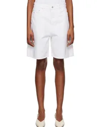 Studio Nicholson White Bode Denim Shorts Parchment