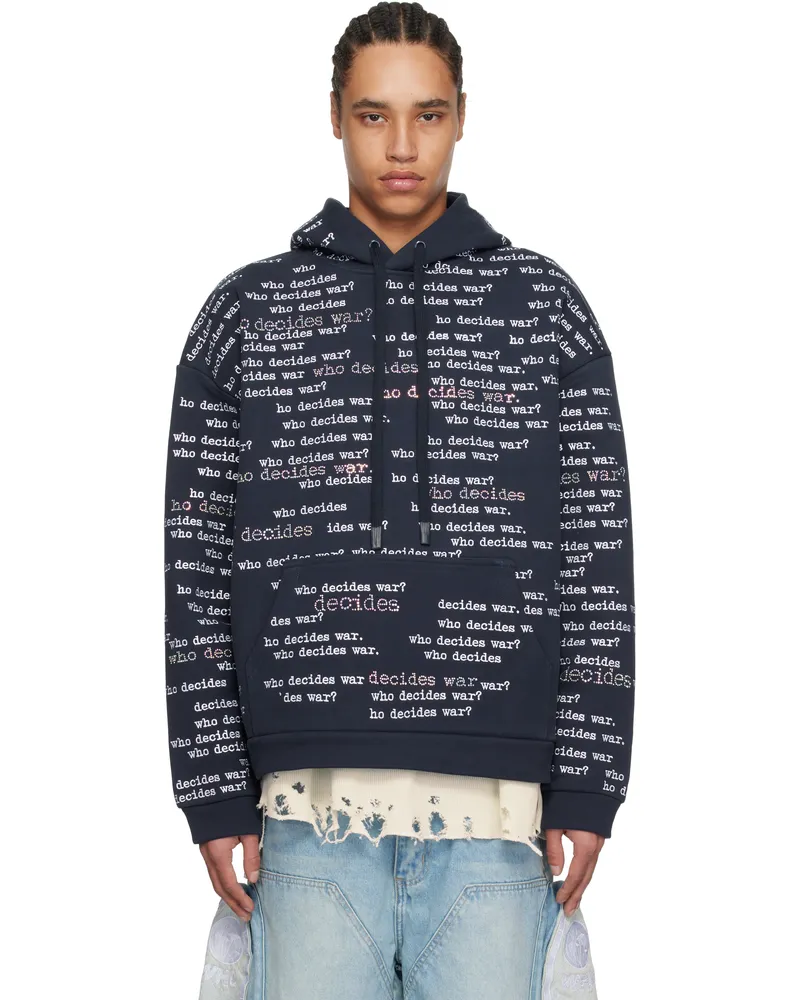 WHO DECIDES WAR Navy WDW Scripture Hoodie Indigo