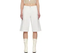 White Midi Denim Shorts