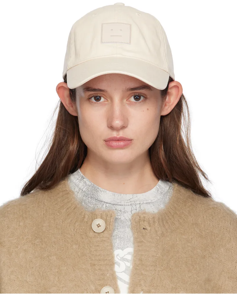 Acne Studios Off-White Leather Patch Cap Oatmeal