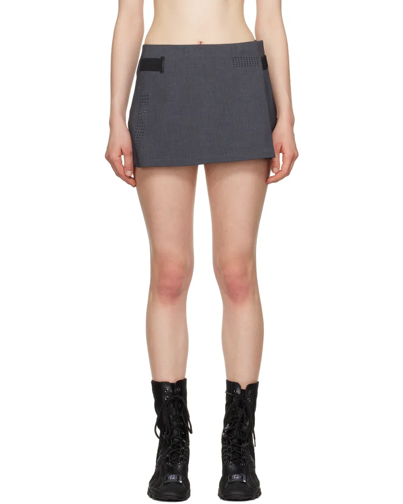 Hyein Seo Gray Pleated Wrap Miniskirt Dark