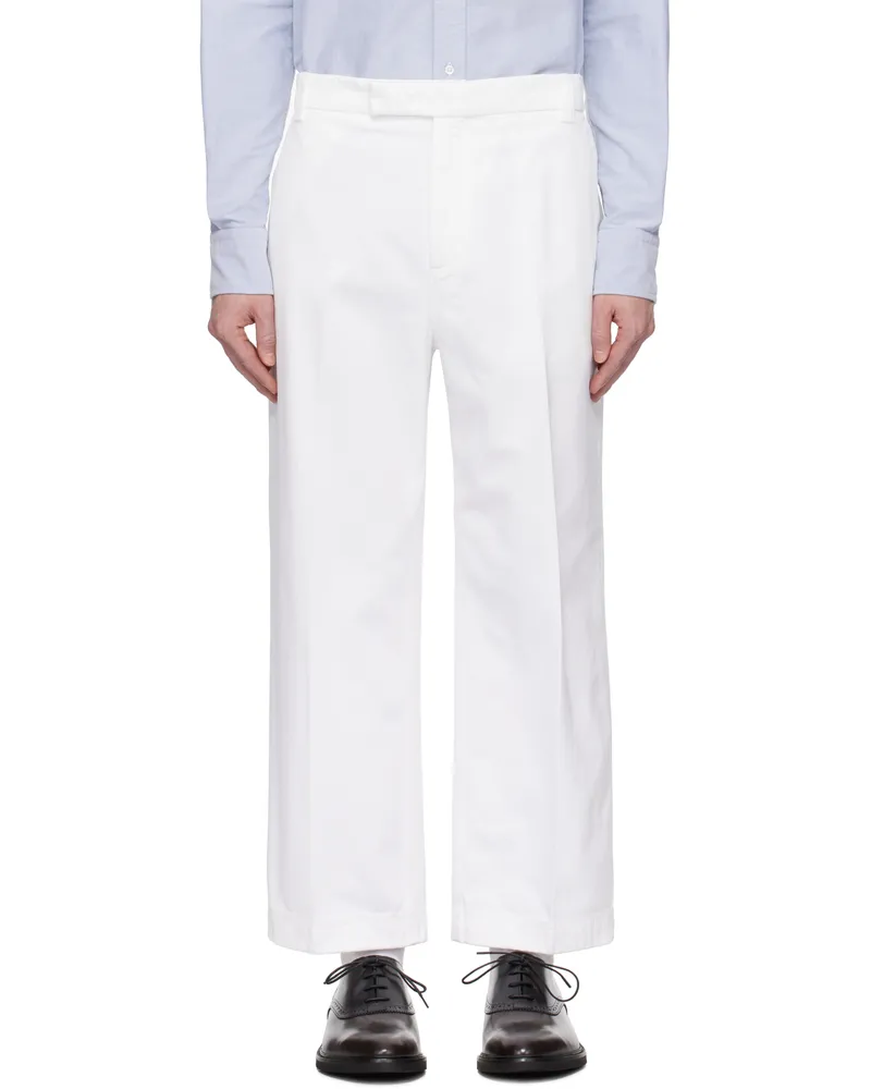 Thom Browne White Cotton Twill Utility Trousers 100
