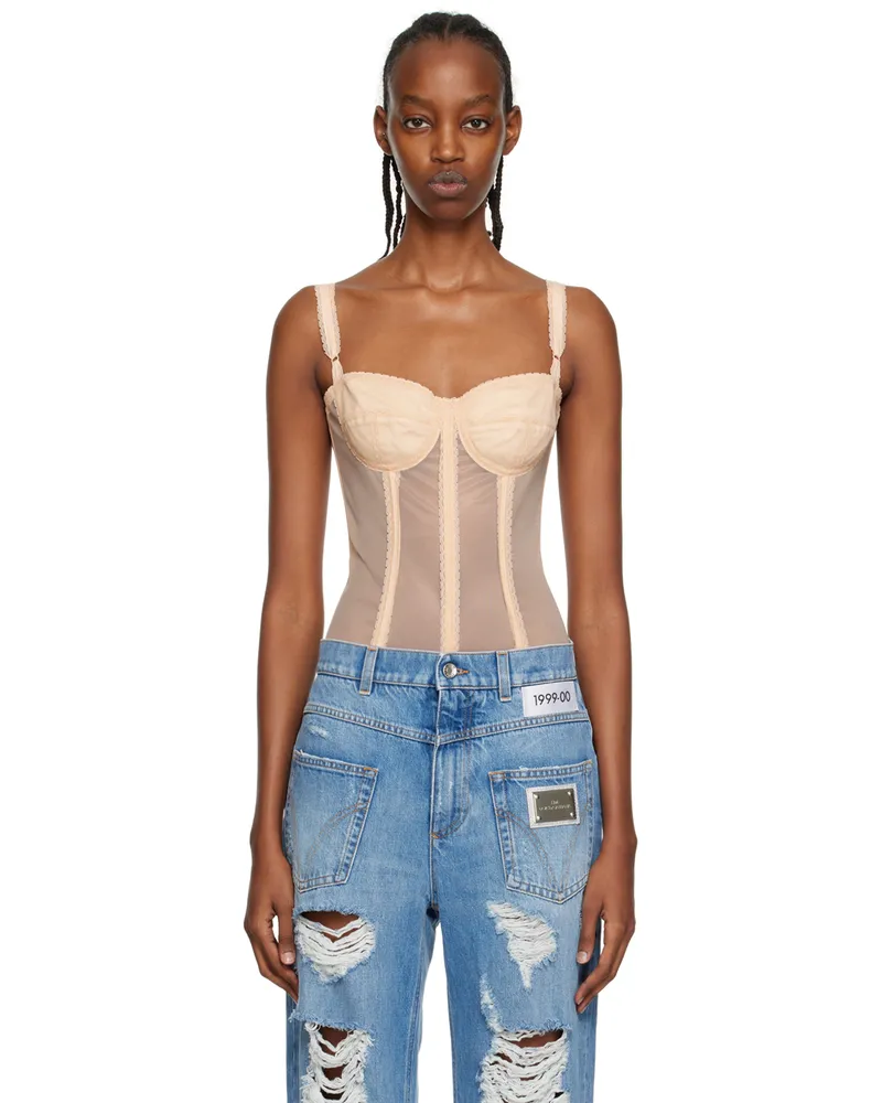Dolce & Gabbana Beige Kim Kardashian Edition Bodysuit M3936