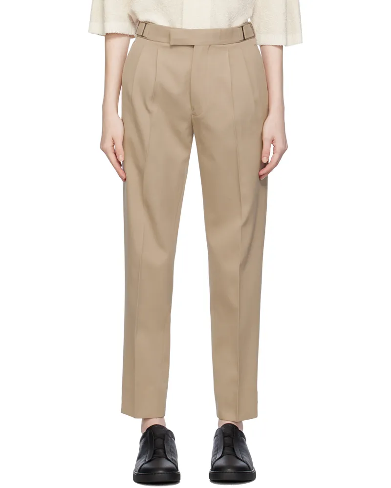 Ermenegildo Zegna Beige Pleated Trousers 139