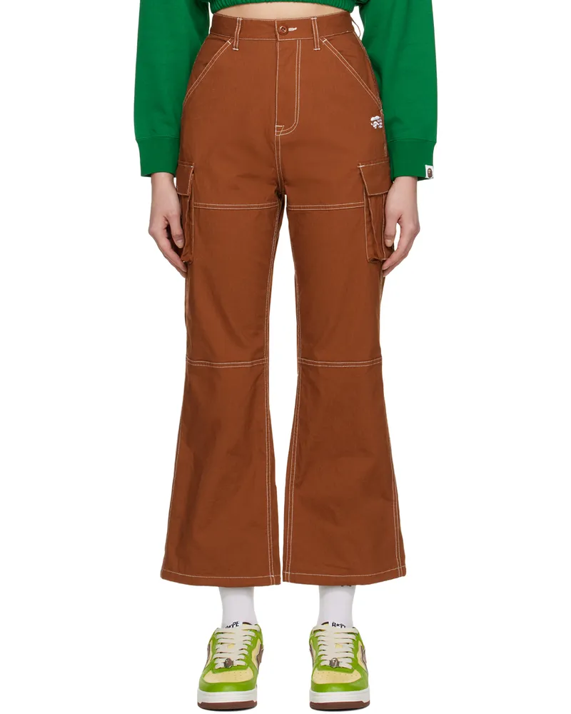 BAPE Brown Color Stitching High Waist Cargo Pants Brown