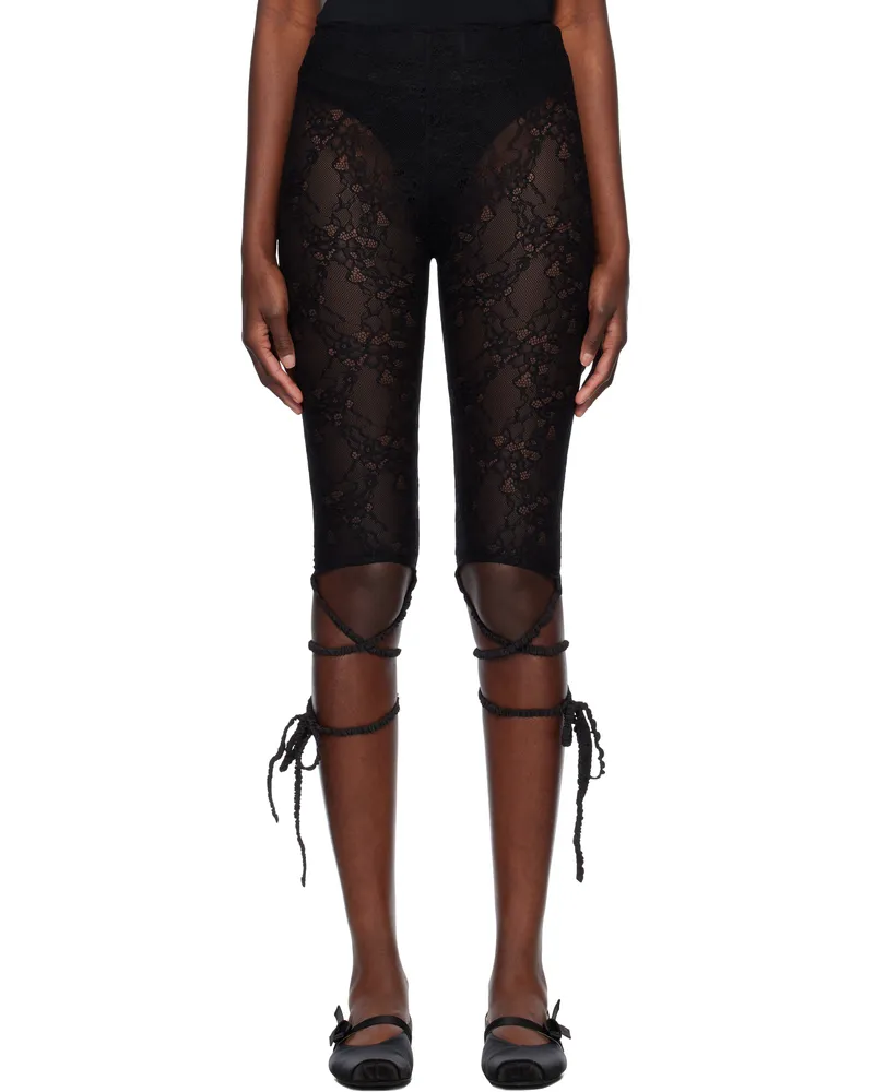 AMBUSH Black Lace Ribbon Leggings 19