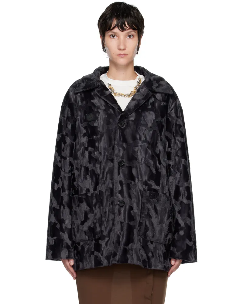 lesugiatelier Black Textured Jacket Khaki
