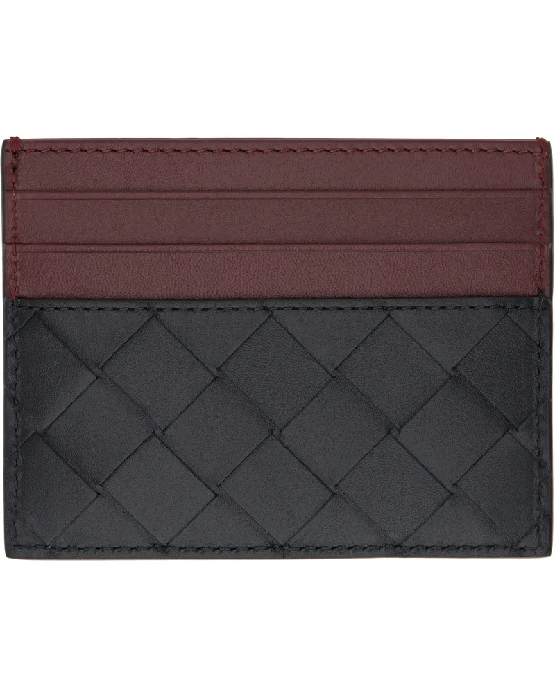 Bottega Veneta Black & Brown Intrecciato Credit Card Holder 1226