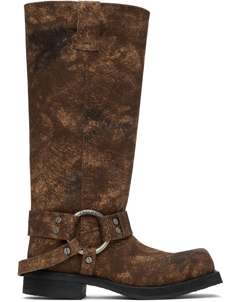 Acne Studios Brown Buckle Denim Tall Boots But
