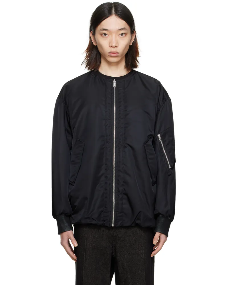 Wooyoungmi Black Bungee Drawstring Reversible Bomber Jacket 927b