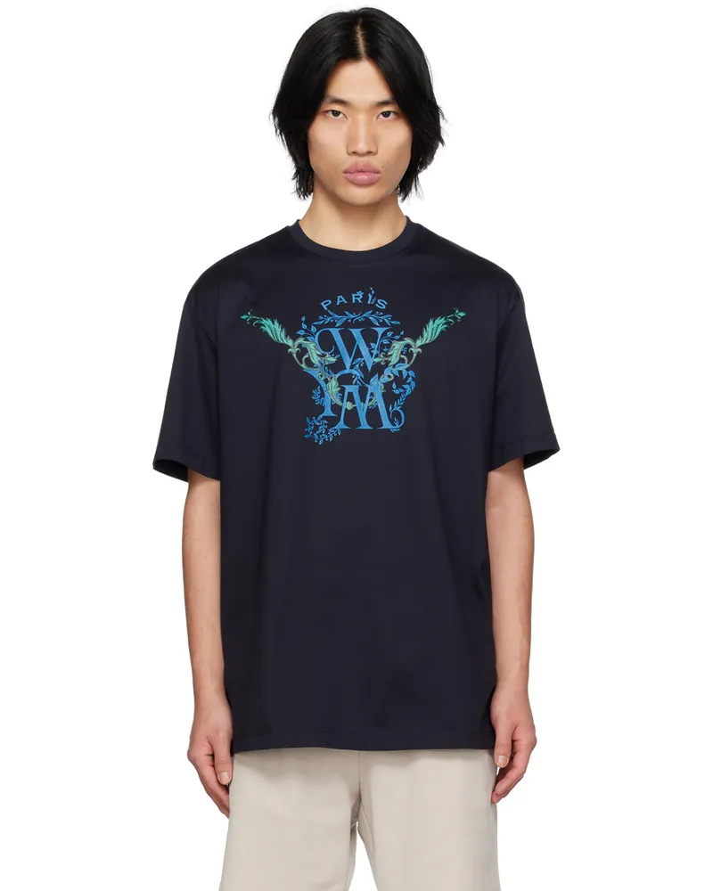 Wooyoungmi Navy Printed T-Shirt Navy