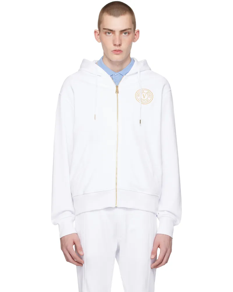 Versace Jeans White V-Emblem Hoodie Eg03