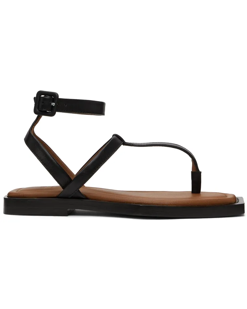 AMI Paris Black Flat Sandals 001