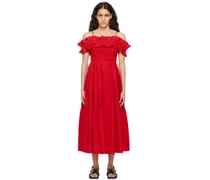 Red Smock Midi Dress