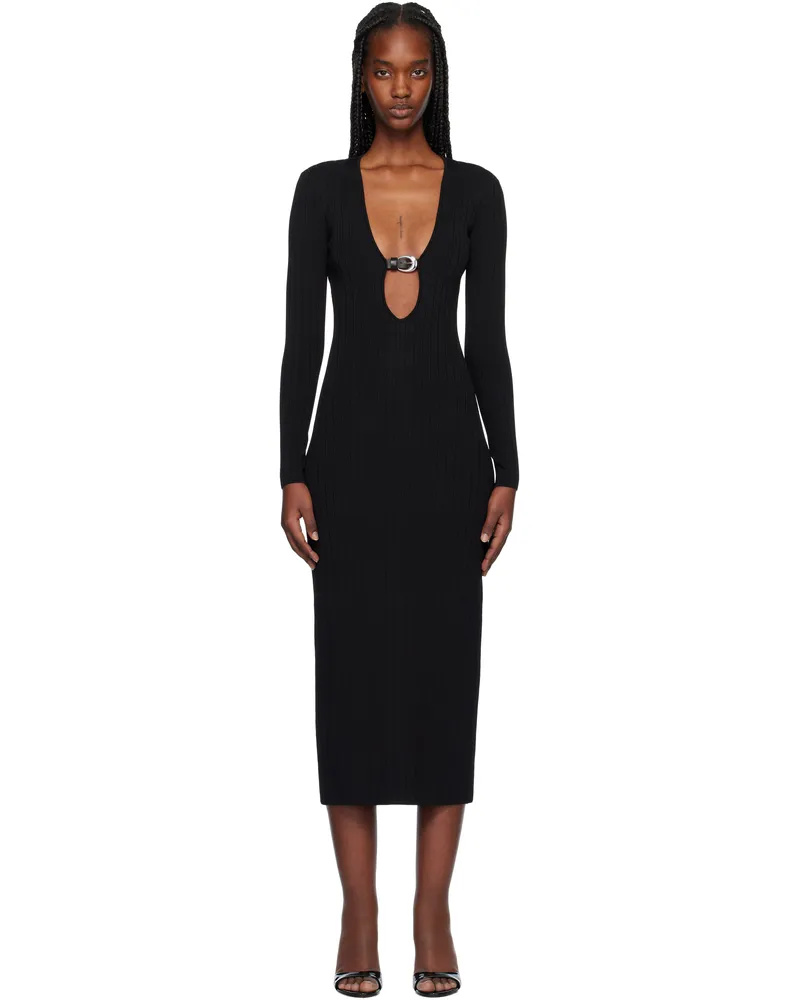 STAUD Black Murphy Midi Dress Blk
