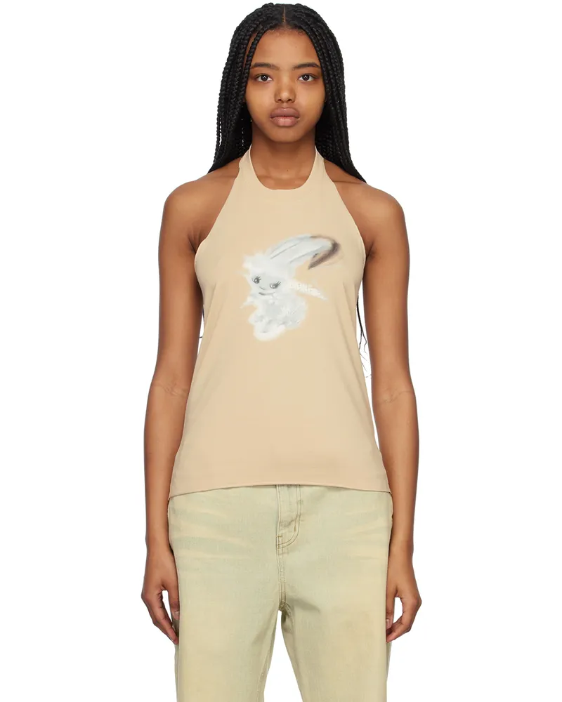 WE 11 DONE Beige Halter Tank Top Beige