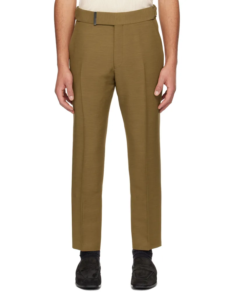 Tom Ford Khaki Belted Trousers Khaki