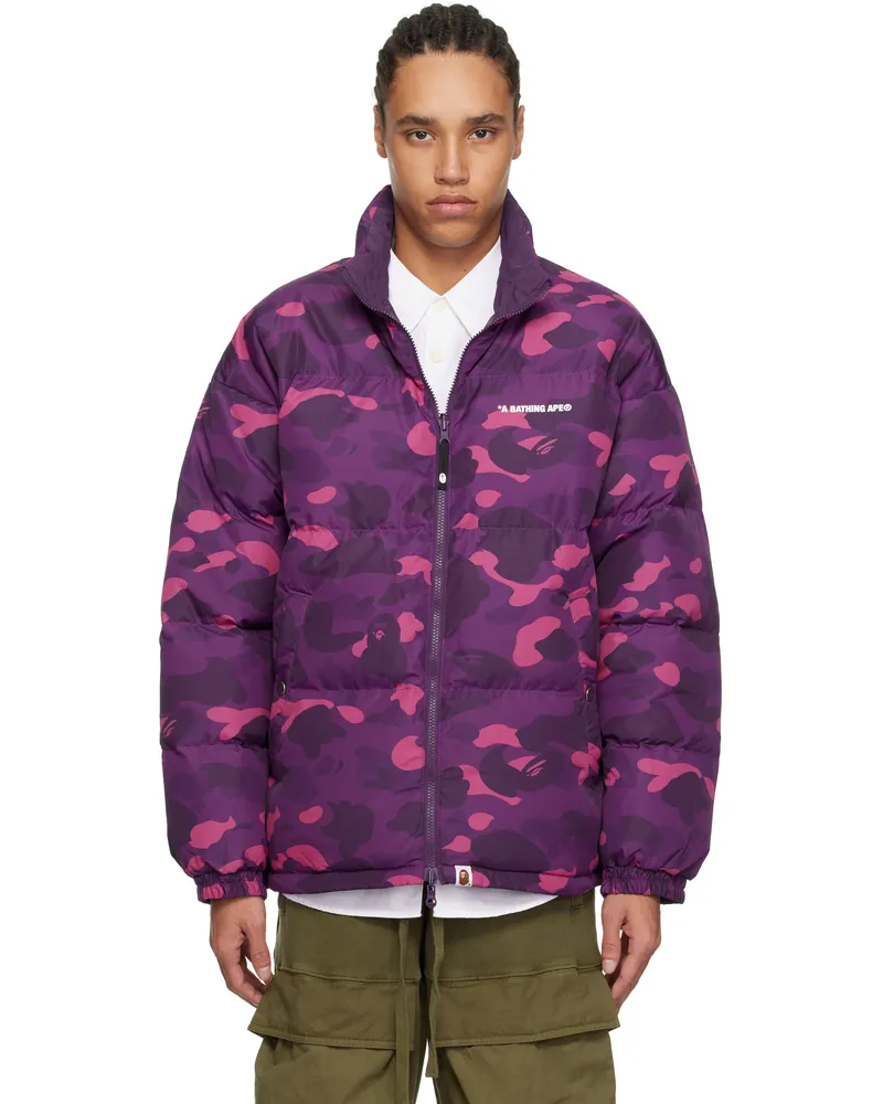 BAPE Purple Color Camo Reversible Down Jacket Purple