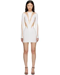 Thierry Mugler White & Beige Illusion Minidress B10nsnow