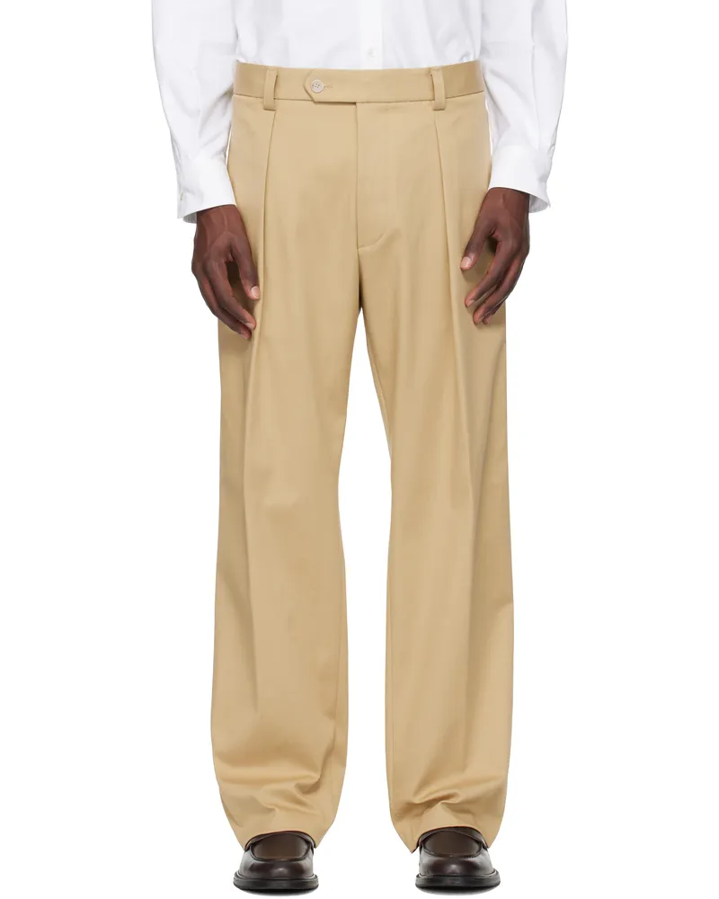 HUGO BOSS Beige BECKHAM Edition Stretch Cotton Trousers 288-open