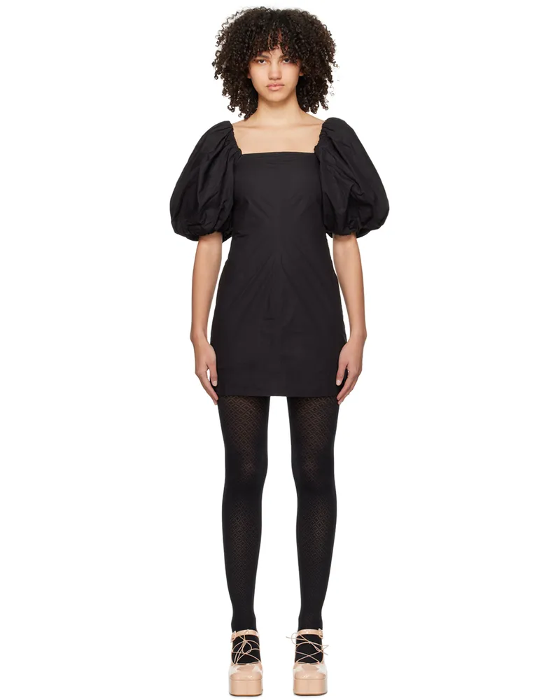 Ganni Black Twisted Sleeves Minidress 099