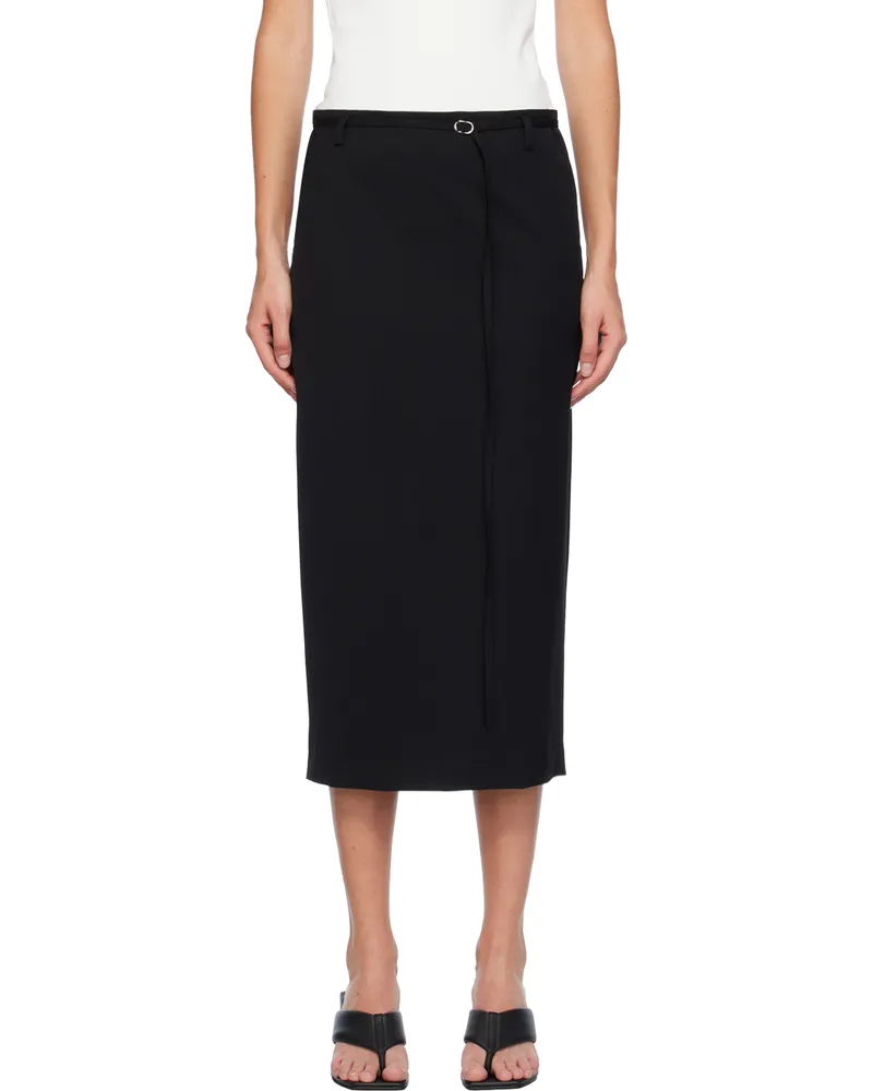 St. Agni Black Belted Midi Skirt Black