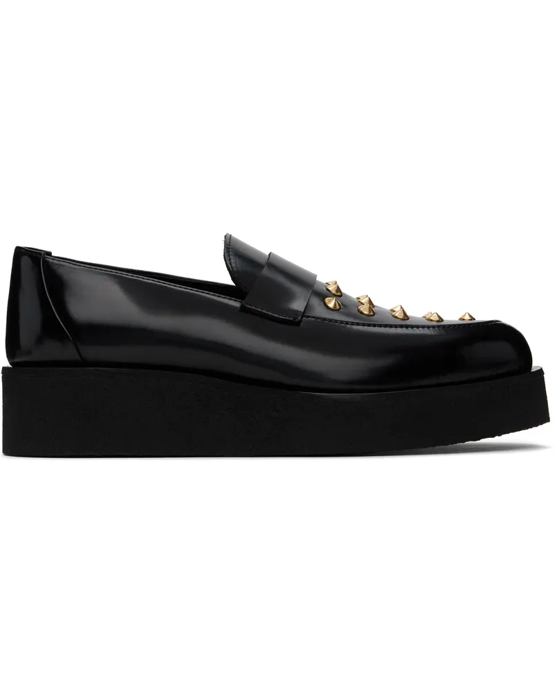 Ernest W. Baker Black & Gold Creeper Studded Loafers Black