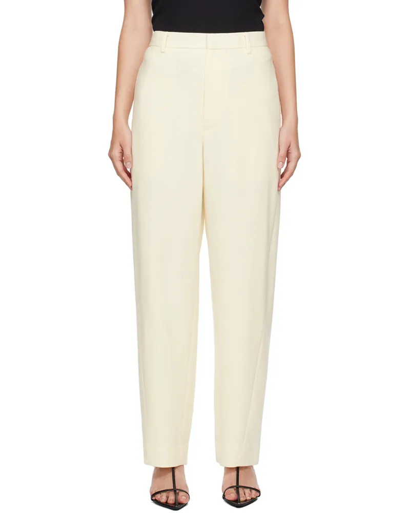 AURALEE Off-White Tense Wool Double Cloth Trousers Ivory