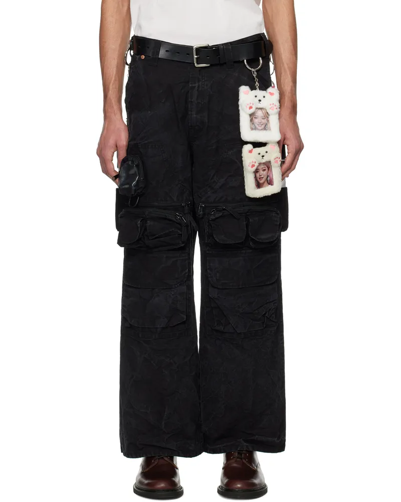 Doublet Black Oshi-Katsu Pocket Cargo Pants Black