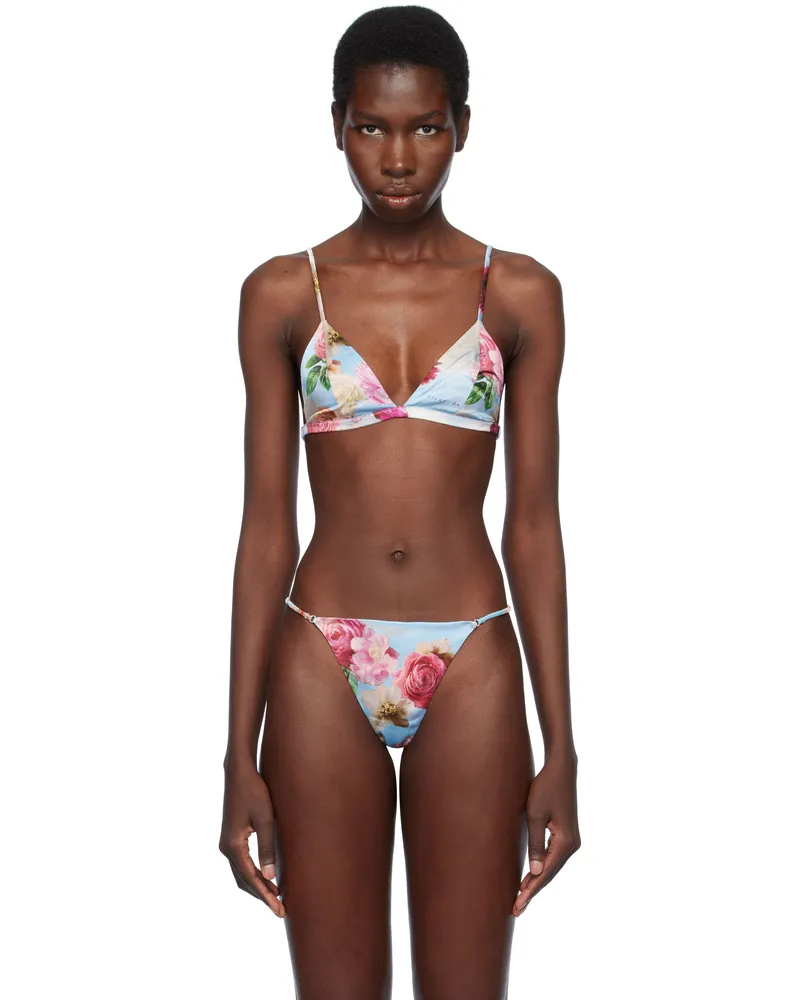 Fleur Du Mal Blue Luxe Triangle Bra 1016