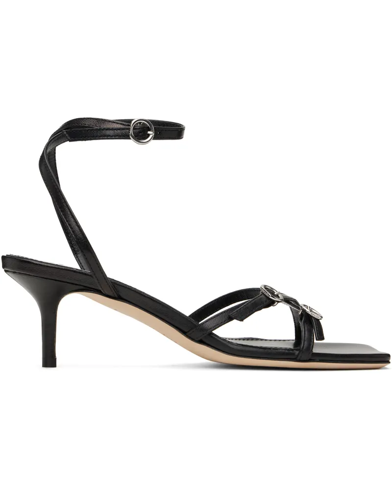 aeyde Black Libby Leather Kitten Heeled Sandals Black