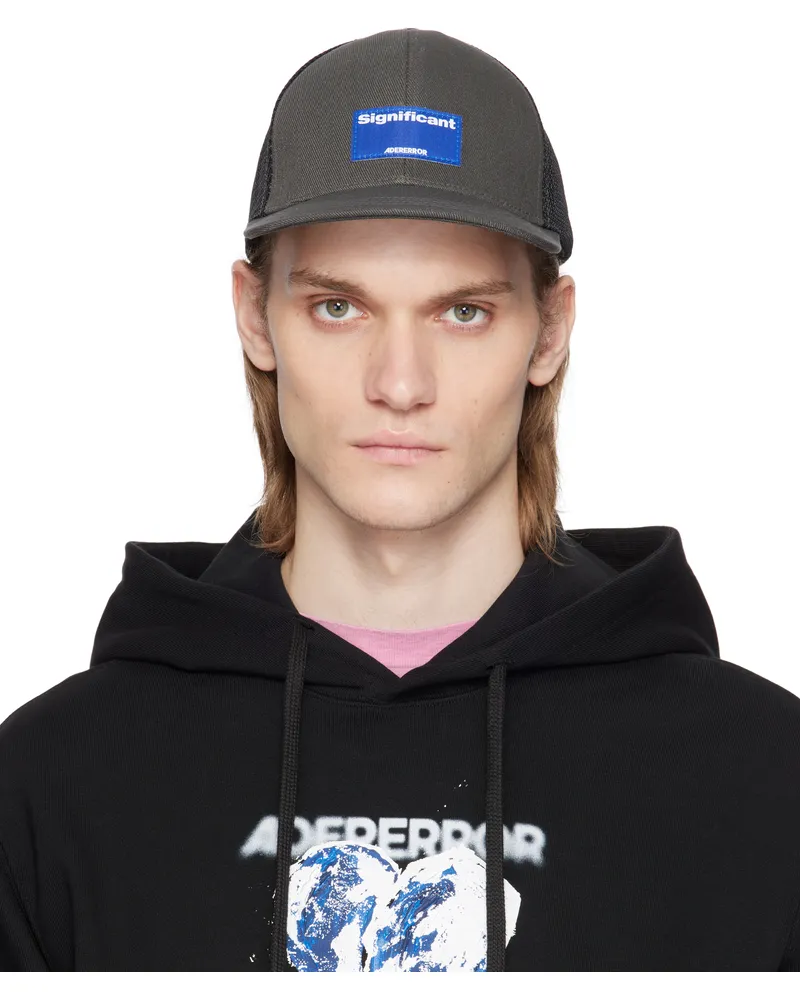 Adererror Black Sig; 'Significant' Tag 01 Cap Charcoal