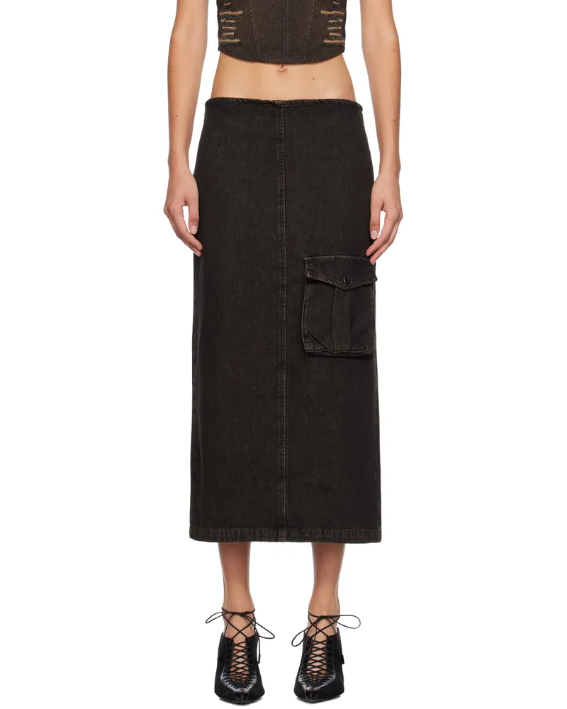 Miaou Black Freya Denim Maxi Skirt Black