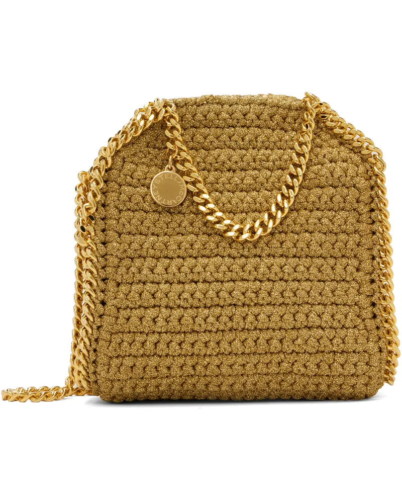 Stella McCartney Gold Tiny Falabella Lurex Crochet Tote Bag 8250
