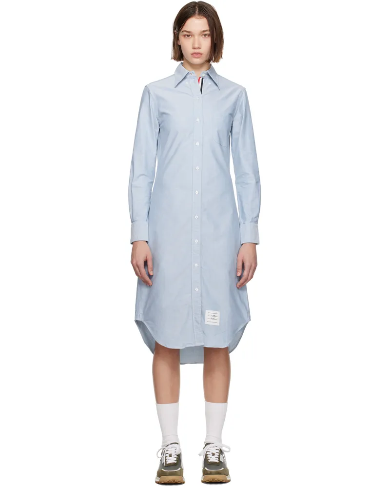 Thom Browne Blue Oxford Stripe Shirt Midi Dress 480
