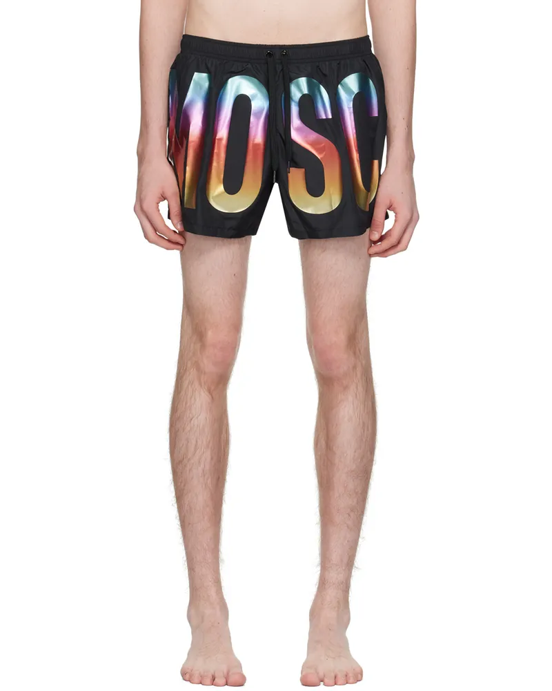 Moschino Black Printed Swim Shorts Fantasy