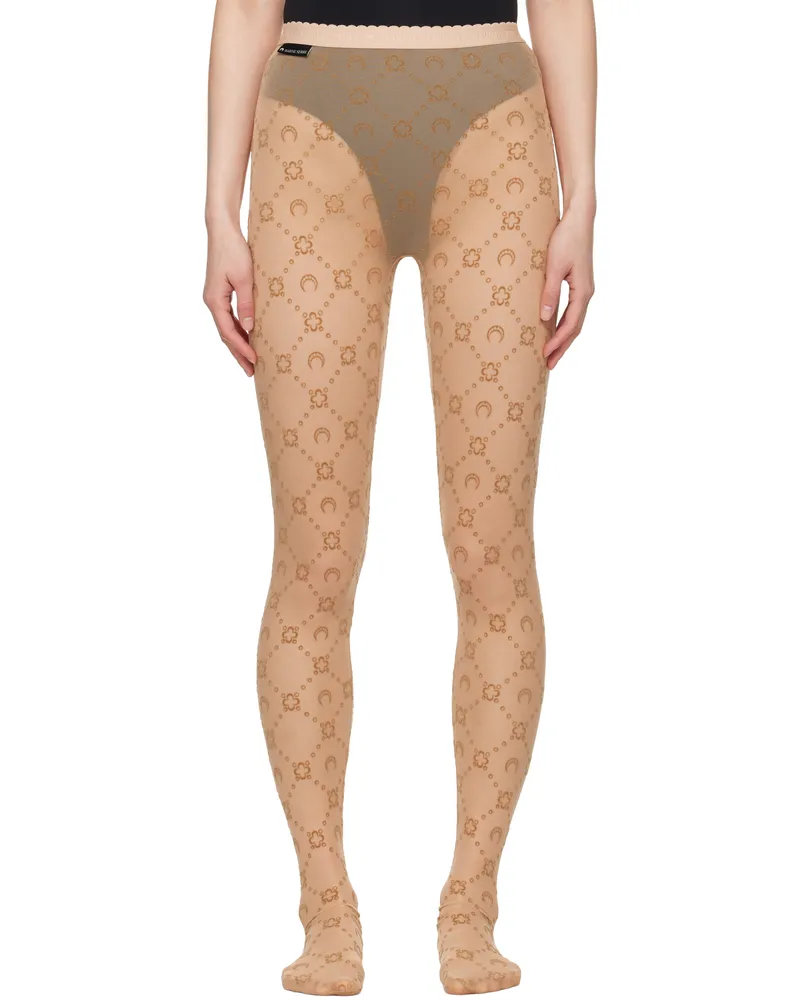 Marine Serre Beige Moonogram Mesh Flock Tights Bg60