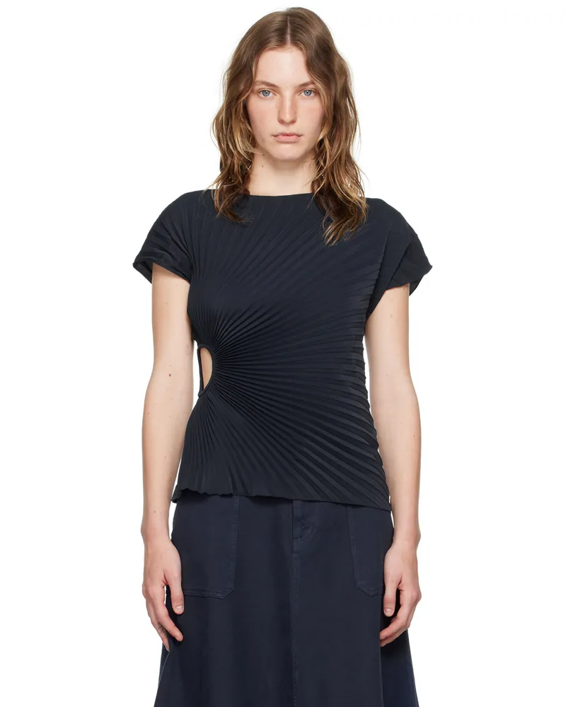 Kenzo Navy Kenzo Paris Sun-Ray Pleats T-Shirt 79