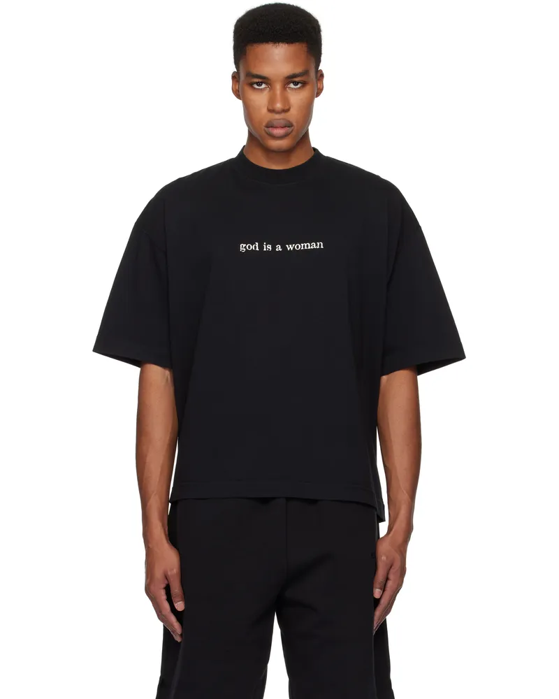 VETEMENTS Black 'God Is A Woman' Cropped Boxy T-shirt Black