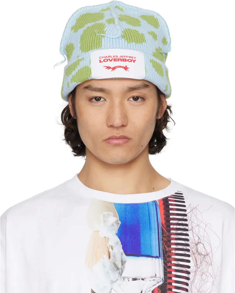 Charles Jeffrey Loverboy Blue & Green Loverboy Beanie Blue
