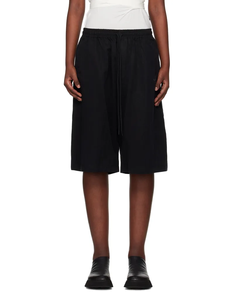 Y-3 Black Washed Twill Shorts Black