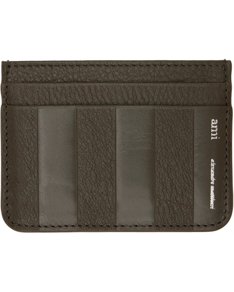 AMI Paris Khaki Leather Midi Card Holder 377