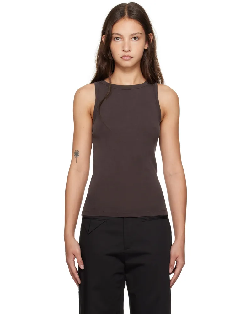 St. Agni Purple Organic Cotton Bateau Tank Top Raisin