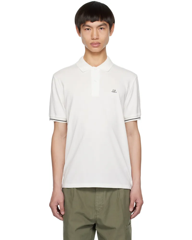 C.P. Company White Garment-Dyed Polo 103