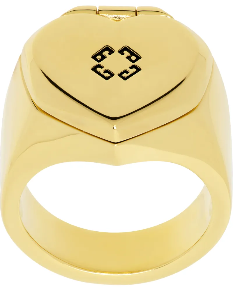 Givenchy Gold Heart Mirror Signet Ring 711-golden