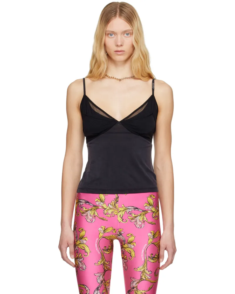 Versace Jeans Black Logo Hardware Tank Top E899