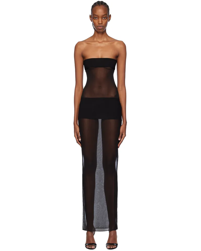 Mônot Black Sheer Maxi Dress Black