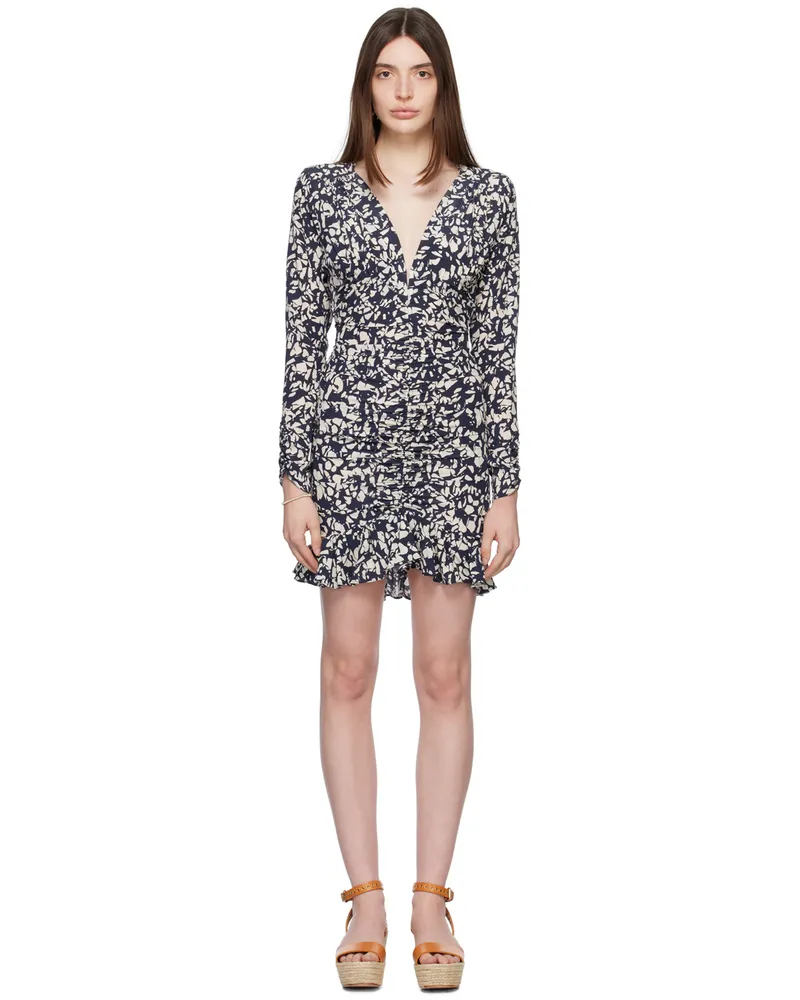 Isabel Marant Navy & Off-White Lara Minidress 01bk